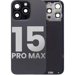 Back Glass w/ MagSafe Magnet & NFC & Flashlight Flex For iPhone 15 Pro Max (Used OEM Pull: Grade A) (Black Titanium)
