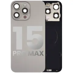 Back Glass w/ MagSafe Magnet & NFC & Flashlight Flex For iPhone 15 Pro Max (Used OEM Pull: Grade A) (Natural Titanium)