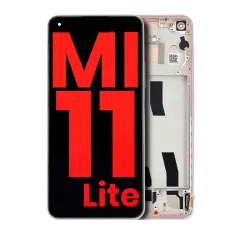 OLED Assembly With Frame For Xiaomi Mi 11 Lite / Xiaomi Mi 11 Lite 5G (Aftermarket Plus) (Peach Pink)