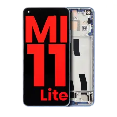OLED Assembly With Frame For Xiaomi Mi 11 Lite / Xiaomi Mi 11 Lite 5G (Aftermarket Plus) (Bubblegum Blue)