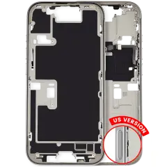 Mid-Frame Housing  W/ Small Parts For iPhone 16 Pro (US Version) (Used OEM Pull: Grade A) (White Titanium)