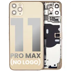 Back Housing W/ Small Components Pre-Installed For iPhone 11 Pro Max (No Logo) (Aftermarket Plus) (Gold)