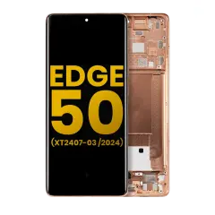 OLED Assembly With Frame For Motorola Moto Edge 50  (XT2407-3 / 2024) (Refurbished) (Peach Fuzz)