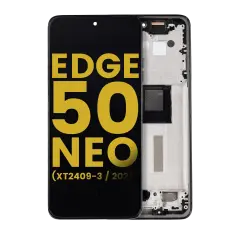 OLED Assembly With Frame For Motorola Moto Edge 50 Neo (XT2409-3 / 2024) (Refurbished) (Grisaille)
