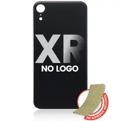 Back Glass With 3M Adhesive For iPhone XR (No Logo / Large Camera Hole) (Black)