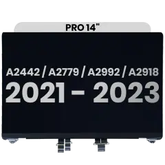 Complete LCD Display Assembly For MacBook Pro 14" (A2442 / Late 2021) / (A2779 / Late 2023 ) / (A2992 / Late 2023) / (A2918 / Late 2023) (Used OEM Pull: Grade A) (Silver)