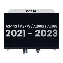 Complete LCD Display Assembly For MacBook Pro 14" (A2442 / Late 2021) / (A2779 / Late 2023 ) / (A2992 / Late 2023) / (A2918 / Late 2023) (Used OEM Pull: Grade B) (Silver)