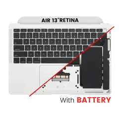 Top Case With Keyboard & Battery For MacBook Air 13" A1932 (2018 / 2019) (US English) (Used OEM Pull: Grade B) (Silver)