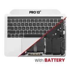 Top Case With Keyboard & Battery For MacBook Pro 13" A1989 (2018-2019) (US Keyboard) (Used OEM Pull: Grade New) (Silver)