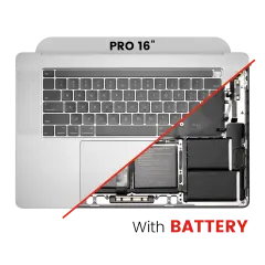 Top Case Assembly With Battery And Keyboard For MacBook Pro 16" (A2141 / Mid 2019) (US English) (Used OEM Pull: Grade New) (Silver)