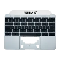 Top Case With Keyboard And Microphone For MacBook 12" A1534 (2015) (US English) (Used OEM Pull: Grade New) (Silver)