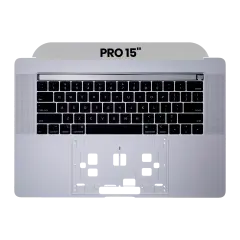 Top Case With Keyboard For MacBook Pro 15"  A1990 (2018-2019) (US English) (Used OEM Pull: Grade New) (Silver)
