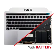 Top Case Assembly With Battery And Keyboard For MacBook Pro 13" A1706 (2016) (US Keyboard) (Used OEM Pull: Grade A) (Silver)