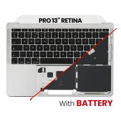Top Case Assembly With Battery And Keyboard For MacBook Pro 13" A1708 (2016) (US Keyboard) (Used OEM Pull: Grade New) (Silver)