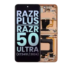 Inner OLED Assembly With Frame For Motorola Razr Plus 2024 / Razr 50 Ultra (XT2451 / 2024) / Razr Plus 2025 (XT2557) (Genuine OEM) (Peach Fuzz)