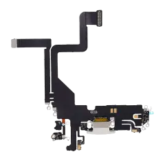 Charging Port Flex Cable For iPhone 14 Pro (Used OEM Pull) (Silver)