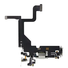 Charging Port Flex Cable For iPhone 13 Pro (Used OEM Pull) (Silver)