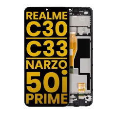 LCD Assembly With Frame For Realme C30 / C33 / Narzo 50i Prime (Refurbished) (All Colors)