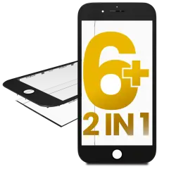 2 in 1 (Front Glass + Frame Pre-Installed) For iPhone 6 Plus (2 Pack) (Black)