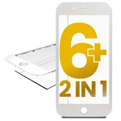 2 in 1 (Front Glass + Frame Pre-Installed) For iPhone 6 Plus (2 Pack) (White)