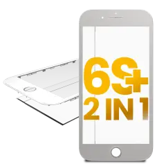 2 in 1 (Front Glass + Frame Pre-Installed) For iPhone 6S Plus (White) (2 Pack)