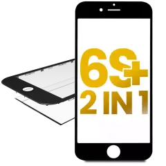 2 in 1 (Front Glass + Frame Pre-Installed) For iPhone 6S Plus (2 Pack) (Black)