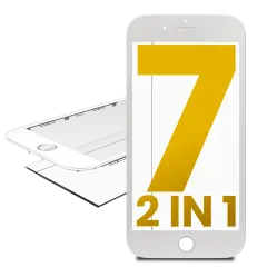 2 in 1 (Front Glass + Frame Pre-Installed) For iPhone 7 (2 Pack) (White)