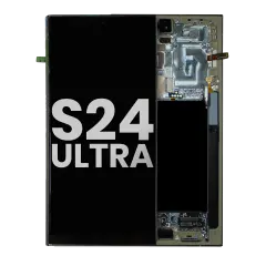 OLED Assembly With Frame For Samsung Galaxy S24 Ultra  (Used OEM Pull : Grade B/C) (Titanium Yellow)