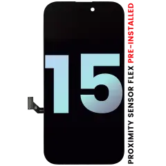 OLED Assembly With Proximity Sensor Flex Pre-Installed For iPhone 15 (Service Pack)