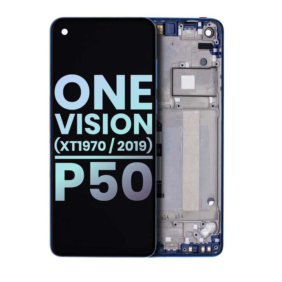 LCD Assembly With Frame Compatible For Motorola One Vision (XT1970 / 2019) / P50 (Genuine OEM) (Sapphire Gradient)