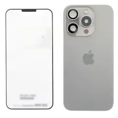 Back Glass w/ MagSafe Magnet & NFC & Flashlight Flex For iPhone 15 Pro (Genuine OEM) (UK / EU Version) (Natural Titanium)