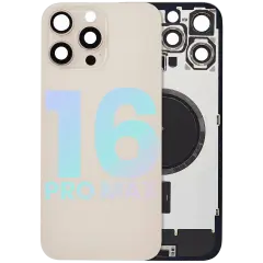Back Glass w/ MagSafe Magnet & NFC & Flashlight Flex For iPhone 16 Pro Max (Service Pack) (Desert Titanium)