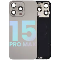 Back Glass w/ MagSafe Magnet & NFC & Flashlight Flex For IPhone 15 Pro Max (Service Pack) (Natural Titanium)