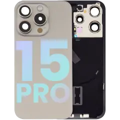 Back Glass w/ MagSafe Magnet & NFC & Flashlight Flex For IPhone 15 Pro (Service Pack) (Natural Titanium)