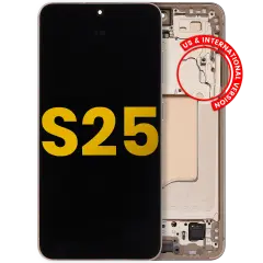 OLED Assembly With Frame For Samsung Galaxy S25 5G  (US & International) (Refurbished) (Pink Gold)