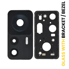 Back Camera Lens With Bracket / Bezel Fo Xiaomi 12T (2 Piece Set) (Black)