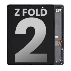 Inner OLED Assembly With Frame For Samsung Galaxy Z Fold 2 5G  (Used OEM Pull: Grade B/C) (US & International) (Mystic Black)