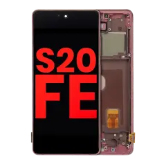 OLED Assembly With Frame For Samsung Galaxy S20 FE 4G / 5G (Aftermarket Plus) (Cloud Red)