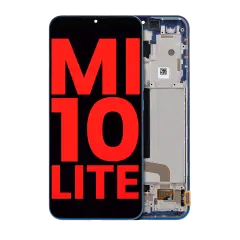 OLED Assembly With Frame For Xiaomi Mi 10 Lite 5G (Aftermarket Plus) (Aurora Blue)