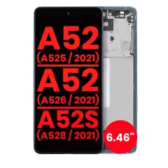 OLED Assembly With Frame For Samsung Galaxy A52 4G (A525 / 2021) / A52 5G (A526 / 2021) / A52S 5G (A528 / 2021) (6.46") (Aftermarket Plus) (Awesome Blue)