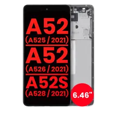 OLED Assembly With Frame For Samsung Galaxy A52 4G (A525 / 2021) / A52 5G (A526 / 2021) / A52S 5G (A528 / 2021) (6.46") (Aftermarket Plus) (Awesome White)