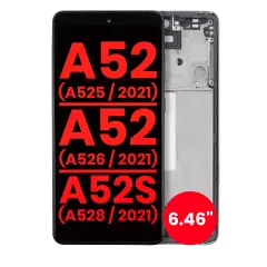 OLED Assembly With Frame For Samsung Galaxy A52 4G (A525 / 2021) / A52 5G (A526 / 2021) / A52S 5G (A528 / 2021) (6.46") (Aftermarket Plus) (Awesome Black)