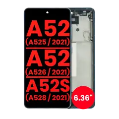 OLED Assembly With Frame For Samsung Galaxy A52 4G (A525 / 2021) / A52 5G (A526 / 2021) / A52S 5G (A528 / 2021) (6.36") (Aftermarket Plus) (Awesome Blue)