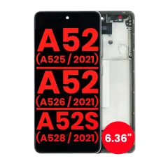 OLED Assembly With Frame For Samsung Galaxy A52 4G (A525 / 2021) / A52 5G (A526 / 2021) / A52S 5G (A528 / 2021) (6.36") (Aftermarket Plus) (Awesome White)