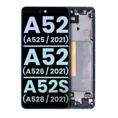 OLED Assembly With Frame For Samsung Galaxy A52 4G (A525 / 2021) / A52 5G (A526 / 2021) / A52S 5G (A528 / 2021) (Service Pack) (Awesome Blue)