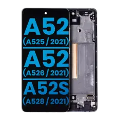 LCD Assembly With Frame (Without Finger Print Sensor) For Samsung Galaxy A52 4G (A525 / 2021) / A52 5G (A526 / 2021) / A52S (A528 / 2021) (Aftermarket : Incell) (Awesome White)