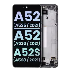 OLED Assembly With Frame For Samsung Galaxy A52 4G (A525 / 2021) / A52 5G (A526 / 2021) / A52S 5G (A528 / 2021) (Service Pack) (Awesome Black)