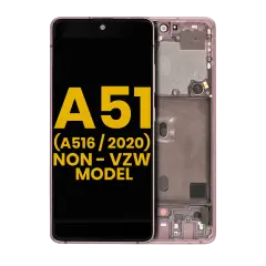 OLED Assembly With Frame For Samsung Galaxy A51 5G (A516 / 2020) (Non-Verizon 5G UW Frame) (Refurbished) (Prism Cube Pink)