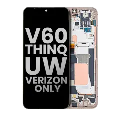 OLED Assembly With Frame For LG V60 ThinQ 5G UW (Verizon 5G UW Frame Only) (Used OEM Pull: Grade B/C) (Classy Blue / Gold Frame)