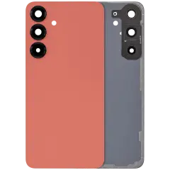Back Cover Glass With Camera Lens For Samsung Galaxy S25 Plus 5G (No Logo) (Aftermarket Plus) (Coral Red)
